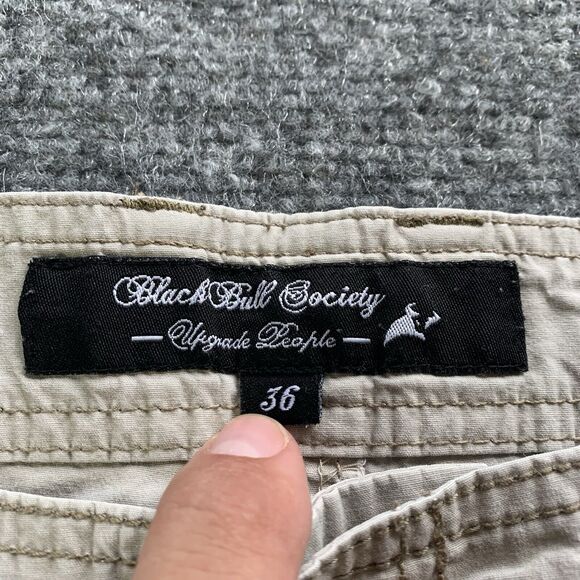 Black Bull Cargo Shorts Mens 36 Baggy Fit Y2K Beige Hiking Outdoor 15” Inseam - Picture 6 of 16